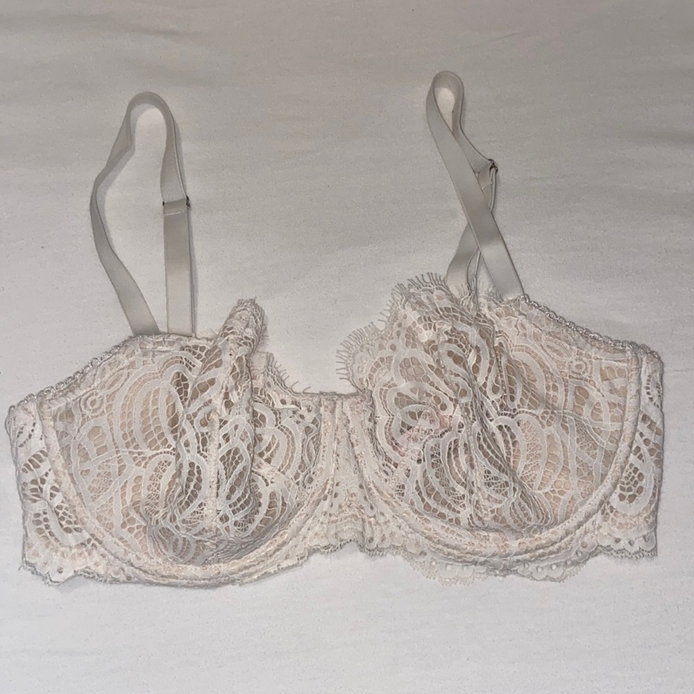 Beautiful VS white lace balconette bra